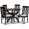 Baxton Studio Mona Grey Upholstered and Dark Brown Finished Wood 5-Piece Dining Set 170-9734-10902 - alternate 1